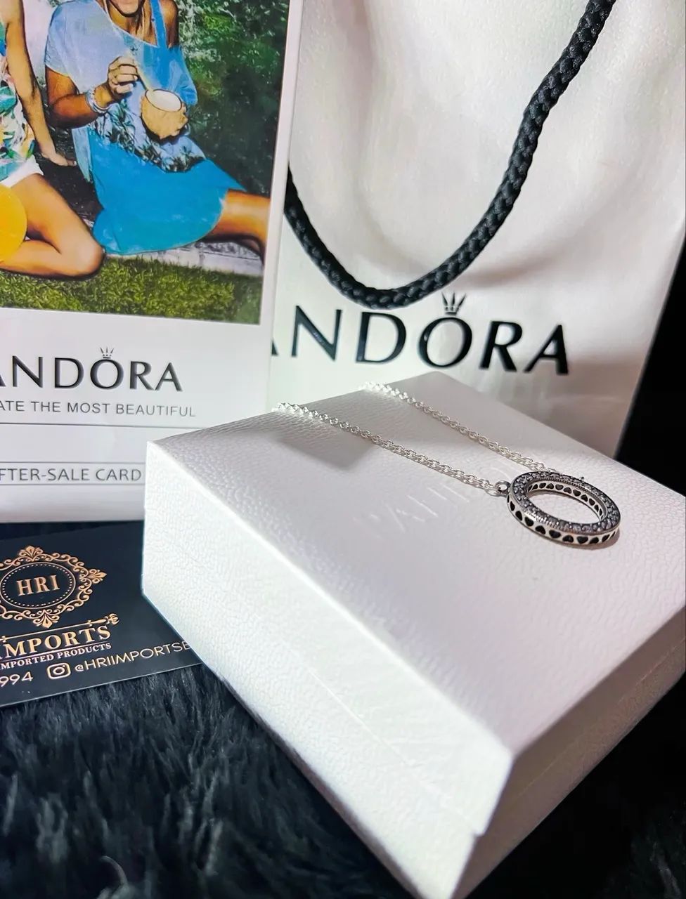 Colar Pandora círculo logo pavé  - Foto 5