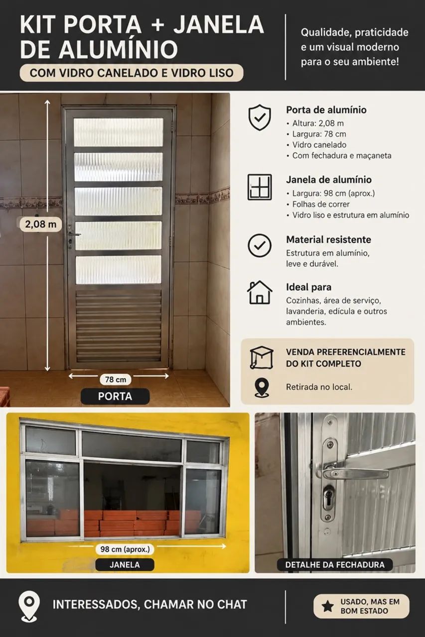 Janela + porta de alumínio com vidro