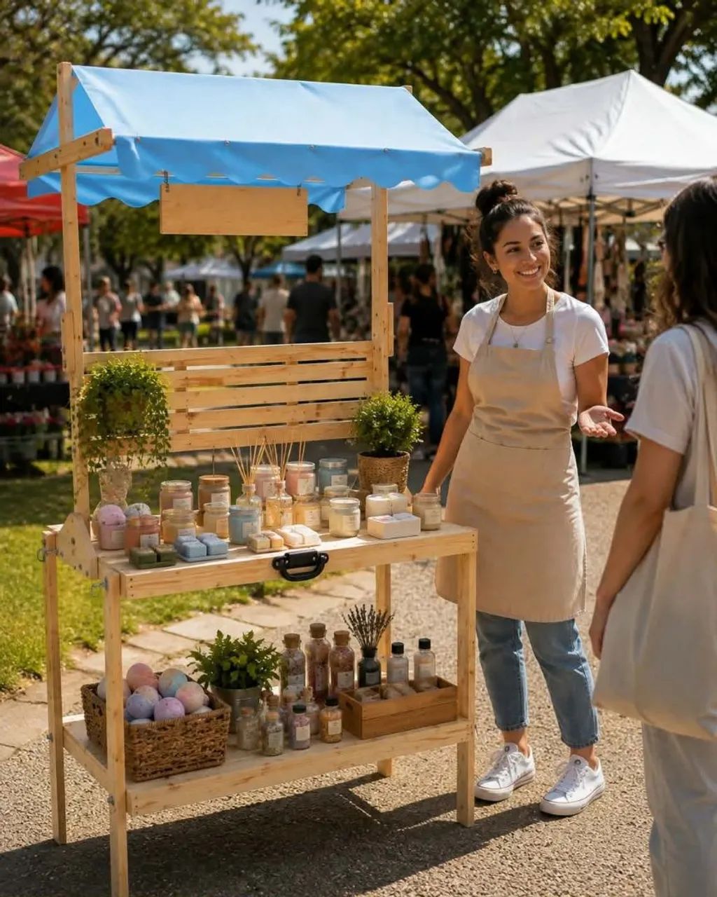 Bancada de Vendas Portátil - Dobrável e Transforma em Maleta