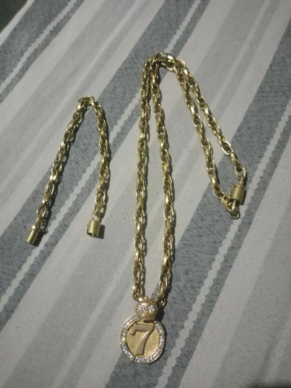 Cordão e pulseira moedas antigas - Foto 4