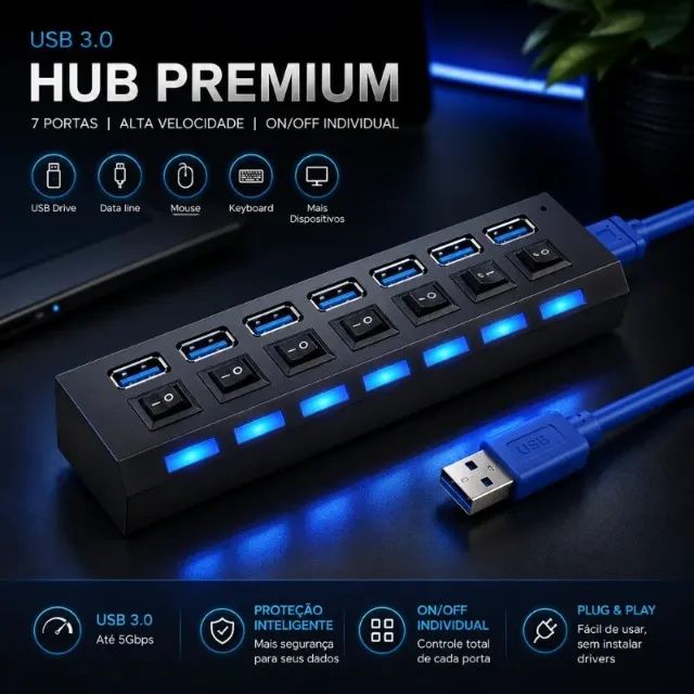Hub Usb 7 Portas Usb, Pronta Entrega! - Foto 3