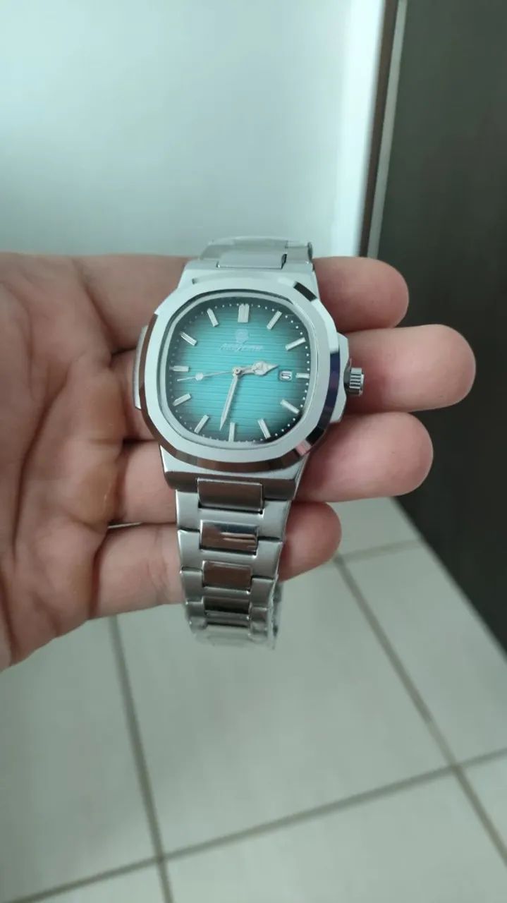 Relógio de Luxo (Fundo Tiffany) - Novo na Caixa - Aço Inox - Foto 5