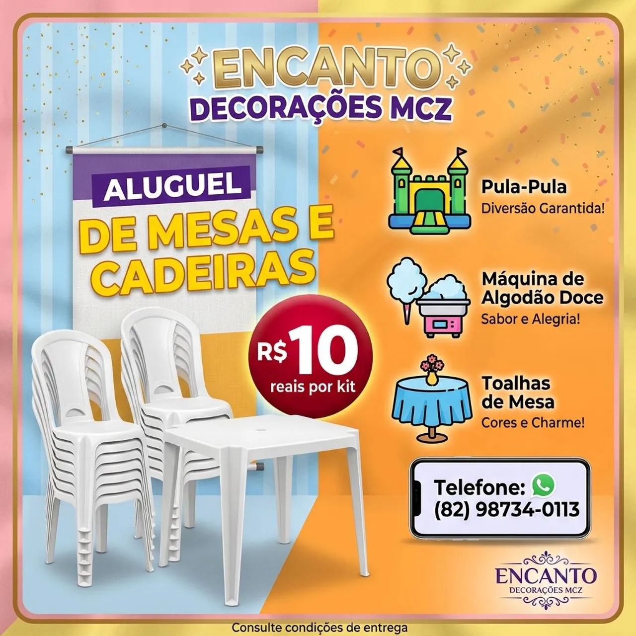 Mesas e cadeiras 