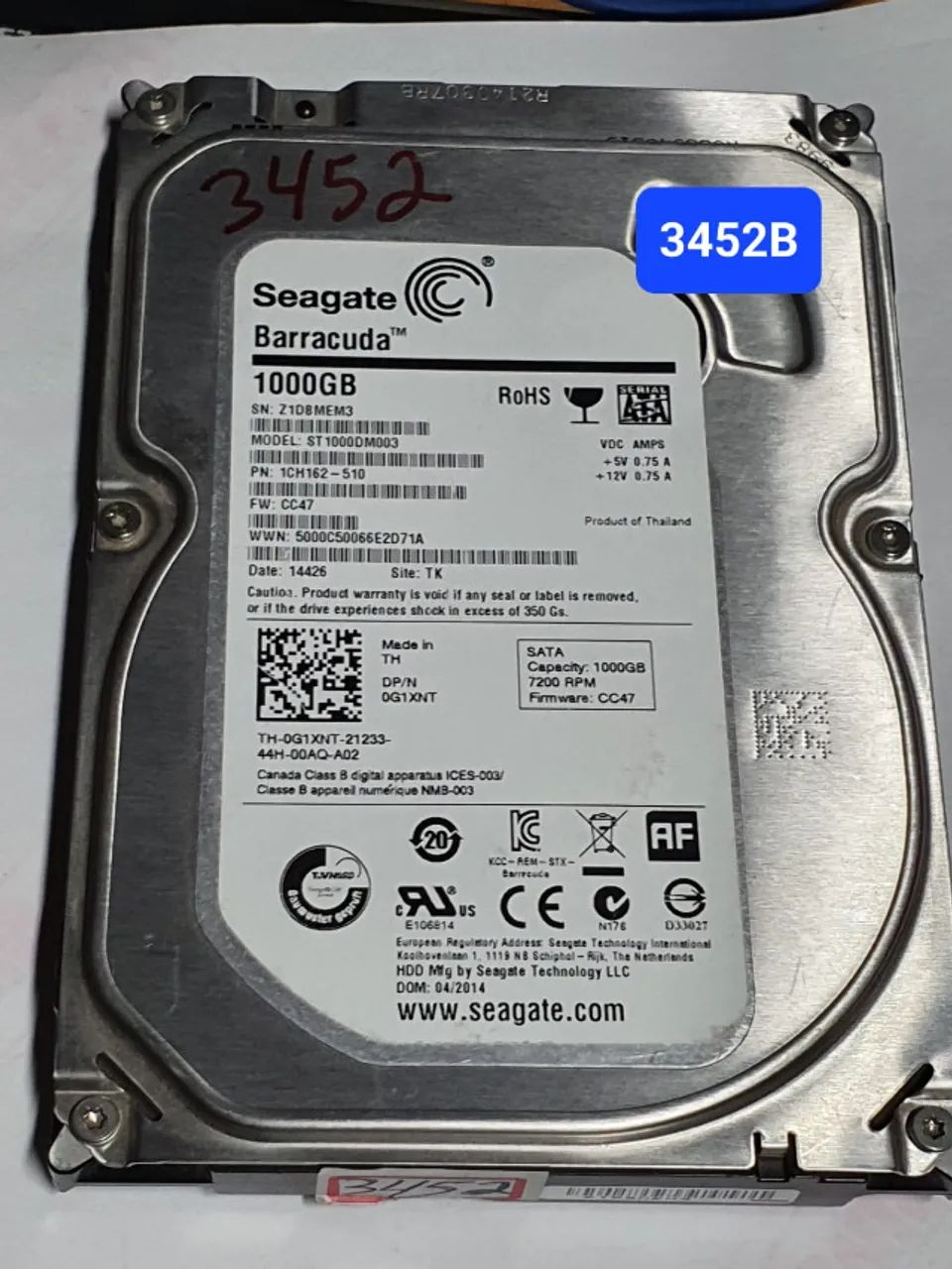 Placa Hd 1 Tb St1000dm003 - Fw: Cc47 - Cod. 3452b* - Foto 2