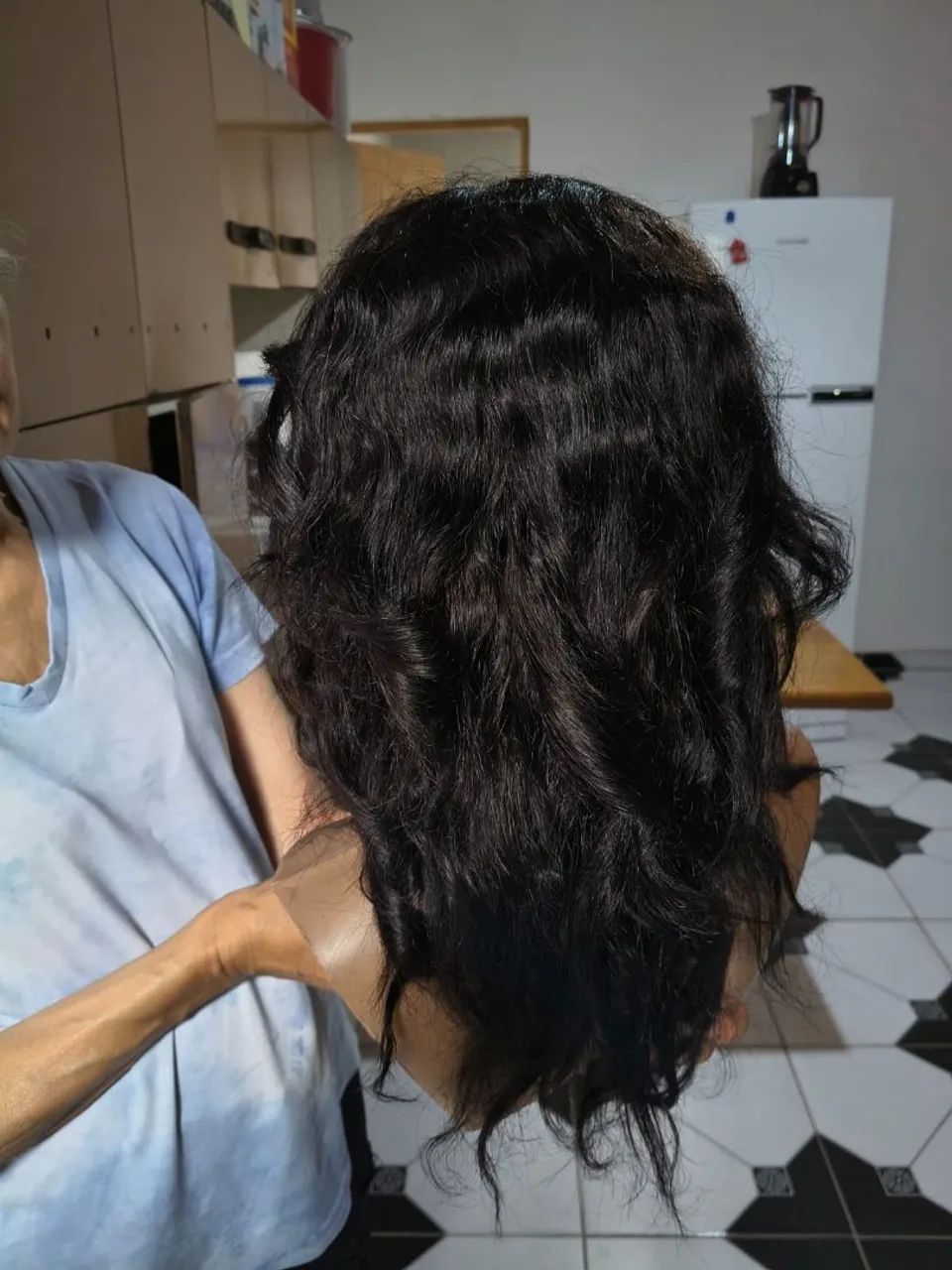 Peruca Castanho, cabelo humano, semi nova - Foto 3