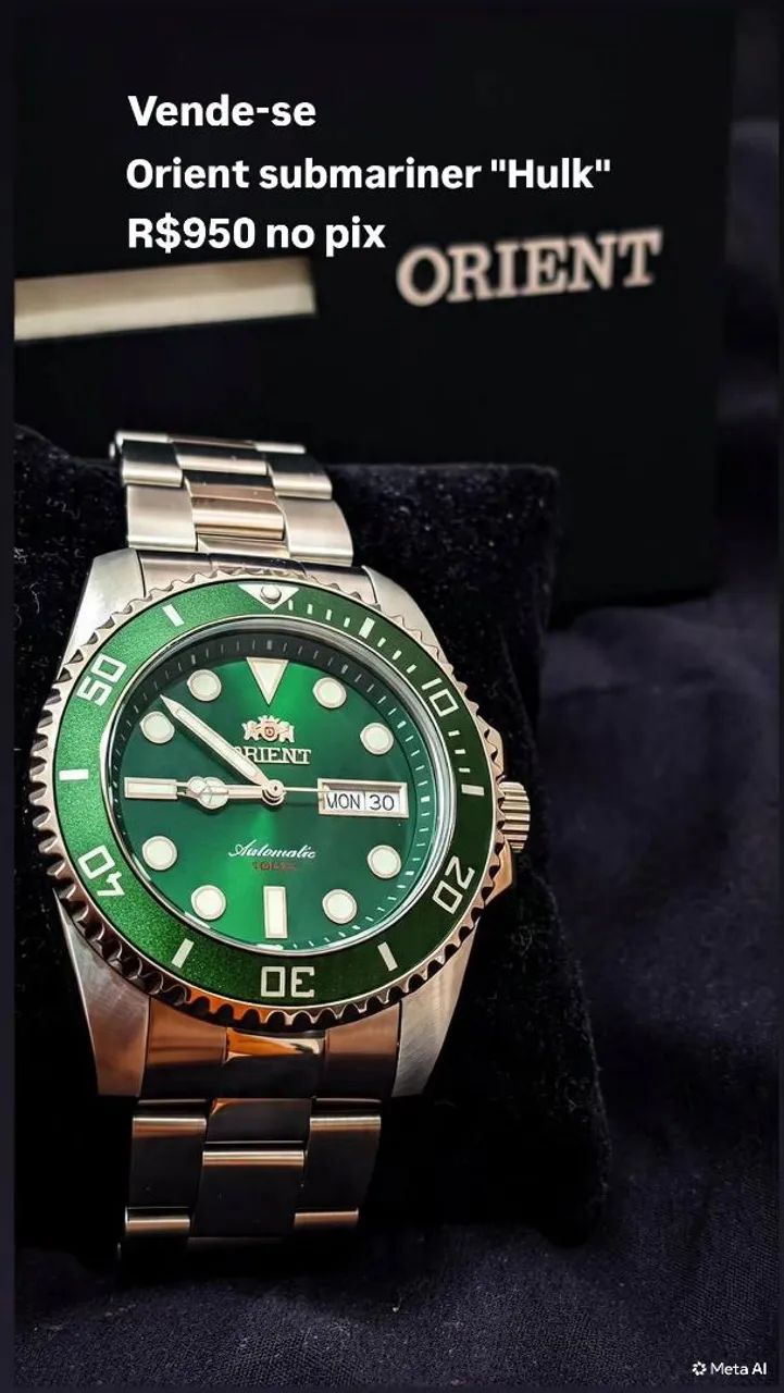 Relógio automático Orient submariner (Hulk)