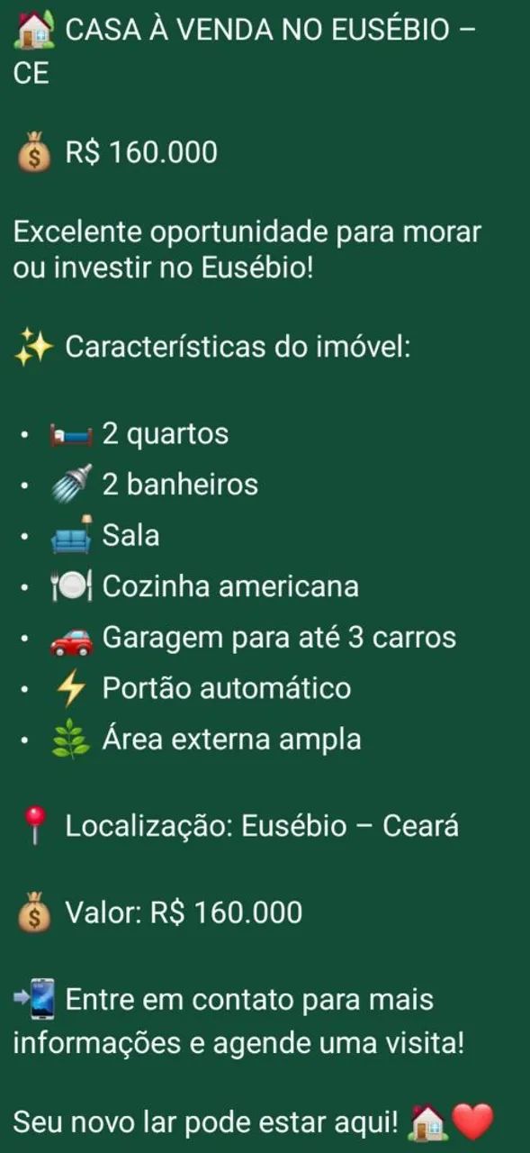 Casa a venda no jabuti Eusébio 