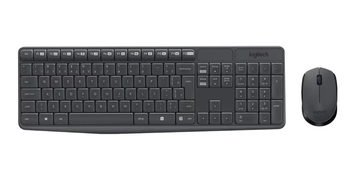 Teclado e mouse sem fio logitech MK235 cinza escuro - Foto 4