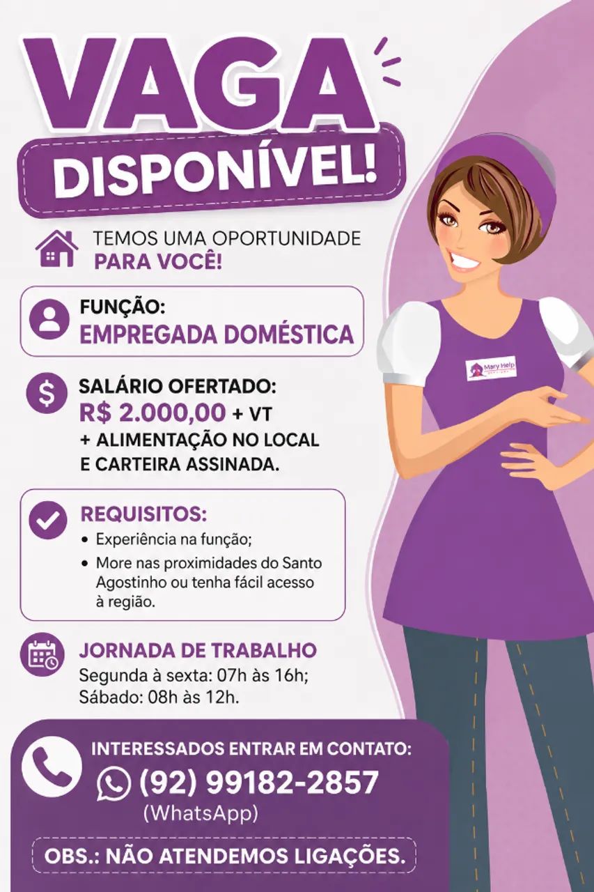 Oportunidade Empregada Doméstica
