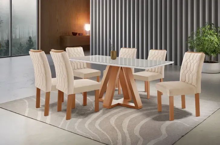 Mesa de Jantar Madri com 06 cadeiras - Entrega Imediata! - Foto 2