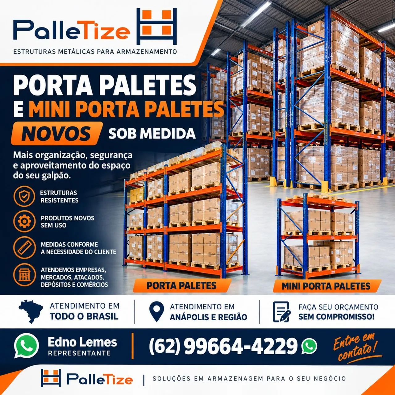 PORTA PALETES E MINI PORTA PALETES NOVOS