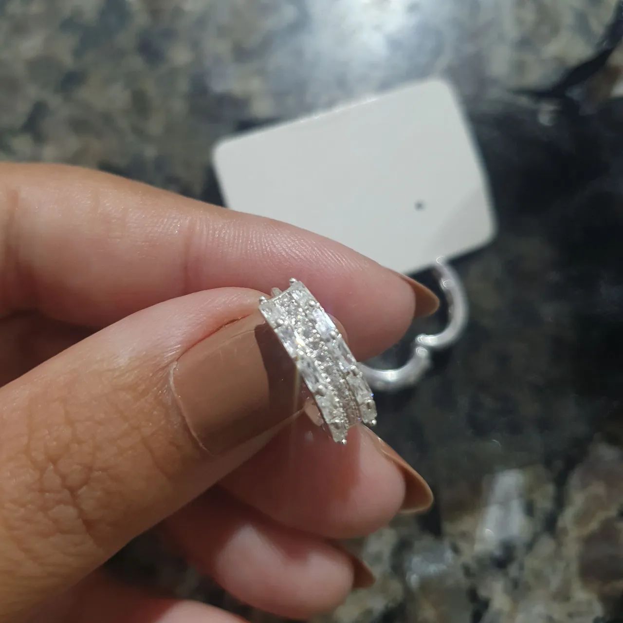Brinco Argola Cravejado Prata - Foto 2