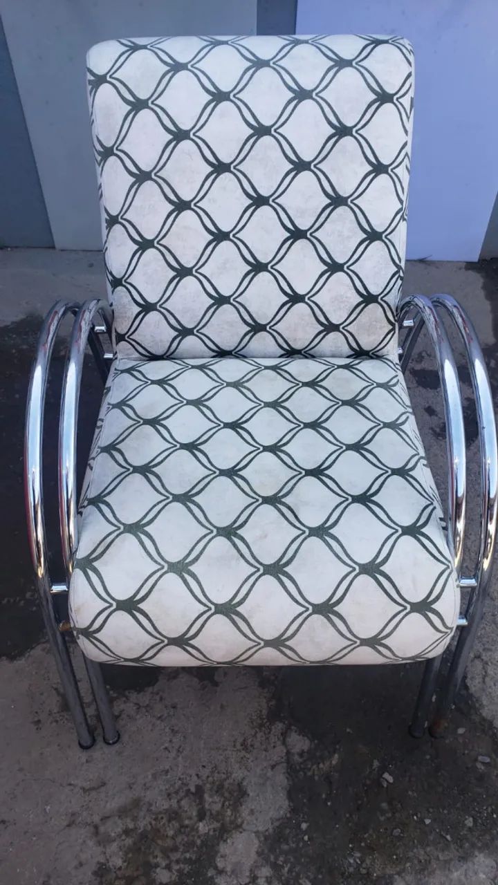 Poltrona Individual Estampa Abstrata Preto e Branco436600703896135685