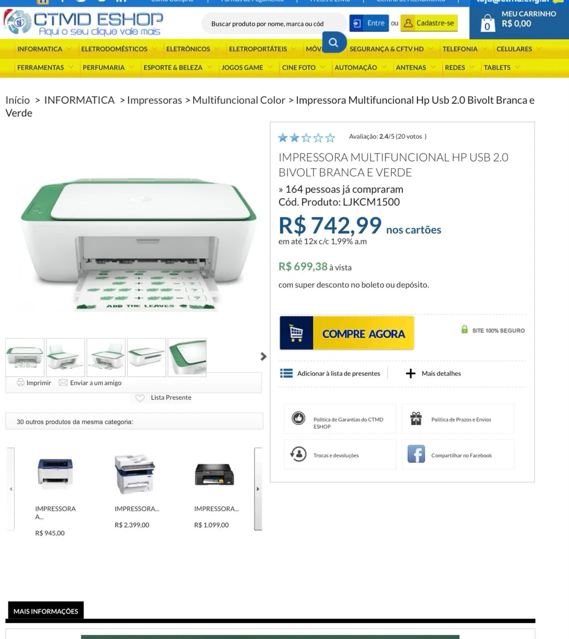 Impressora HP 64993885976321122