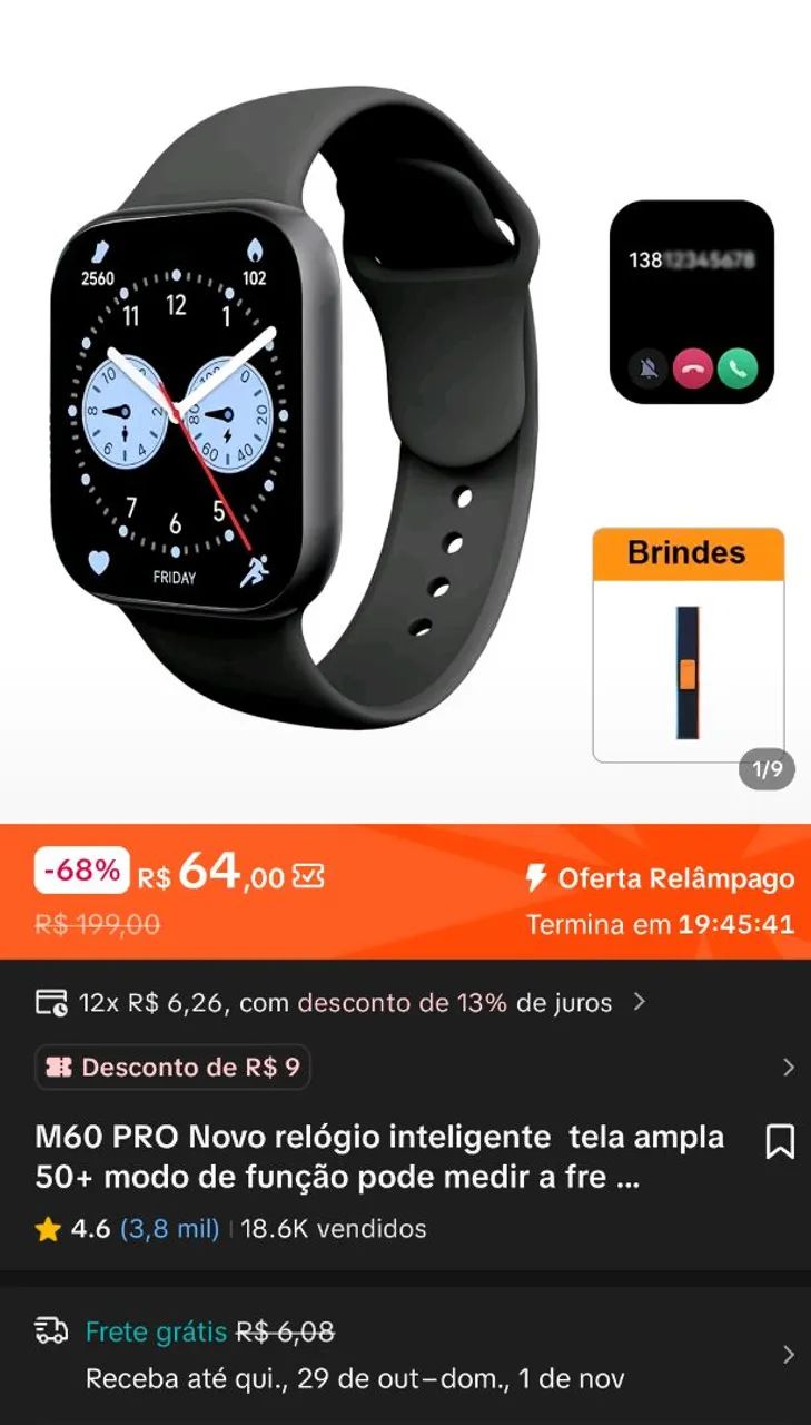 Relógio Smartwatch M60 Pro - Foto 3