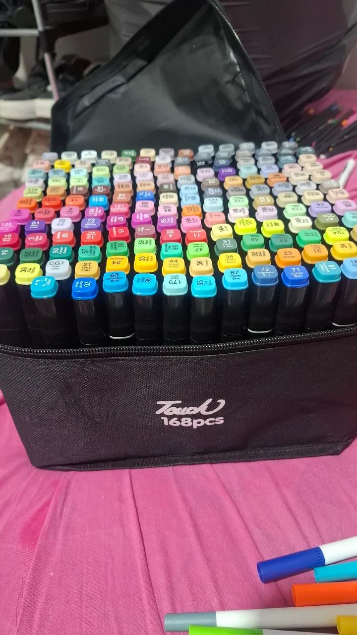 Kit touch 168pcs + 8 posca+12 acrylic +24 Lápis de cor faber castell +45 marca texto - Foto 3