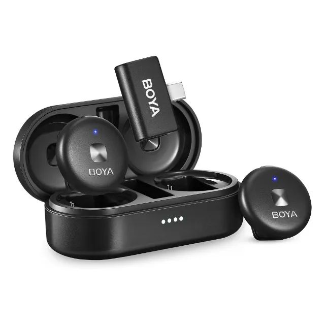 Sistema Microfone Sem Fio Boya Omic-U USB-C Lapela Preto