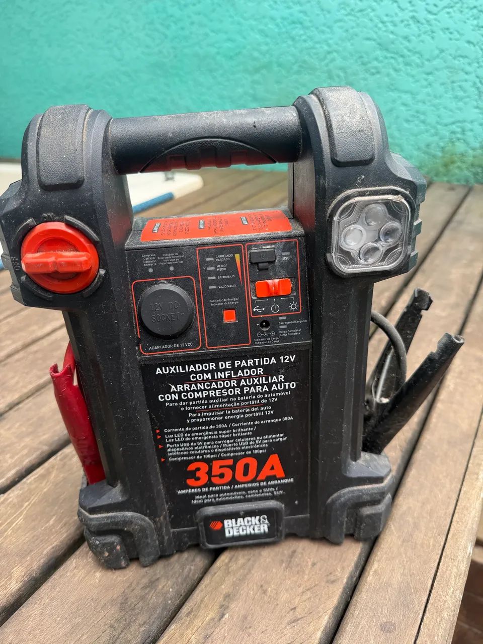 Auxiliador de partida, compressor, lanterna entrada USB 