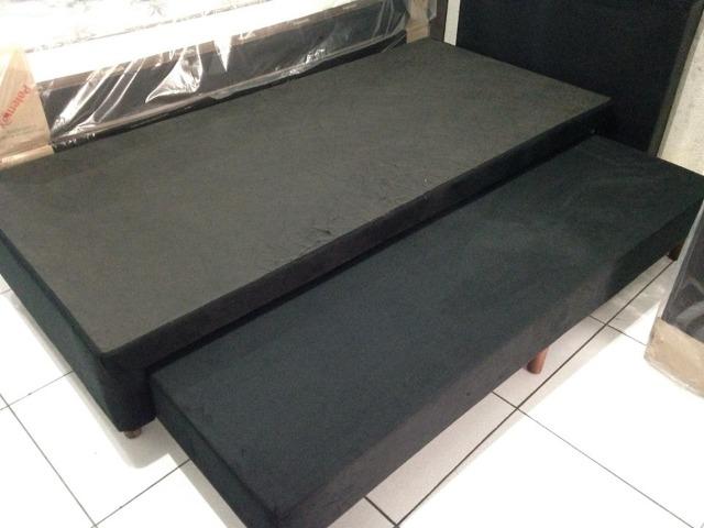 Base box solteiro com cama auxiliar em suede - Foto 2