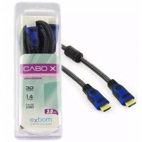 Cabo Hdmi 3m Versão 1.4 Malha De Nylon E Filtro Blindado