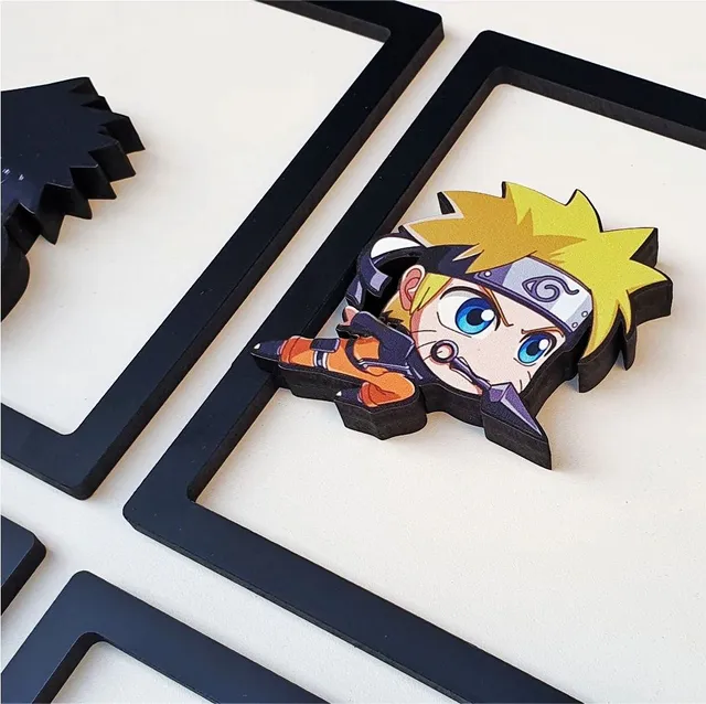 Quadro Decorativo Mosaico 3 peças Anime Naruto Personagens Sasuke