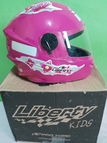 Capacete Moto Infantil Feminino Barato Liberty Four Pro Tork Fechado Rosa  Branco Rosa kit Criança Tamanho 54 Promoção Lançamento Menina Criança