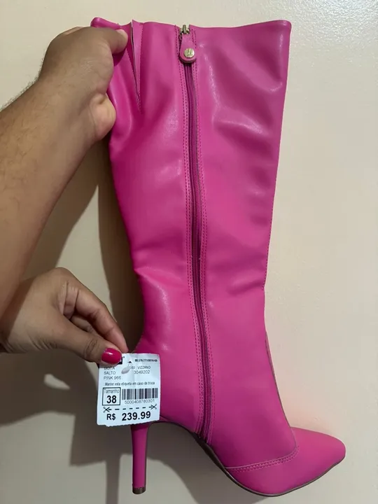 Bota Cano Alto Bico Fino Rosa Vizzano 38 NOVA