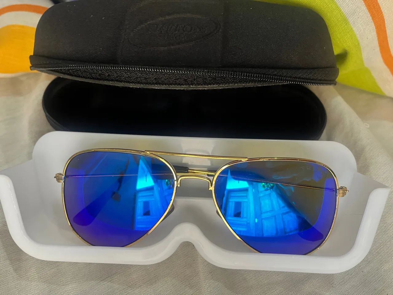 Óculos de Sol Aviador Espelhado Azul - Foto 3