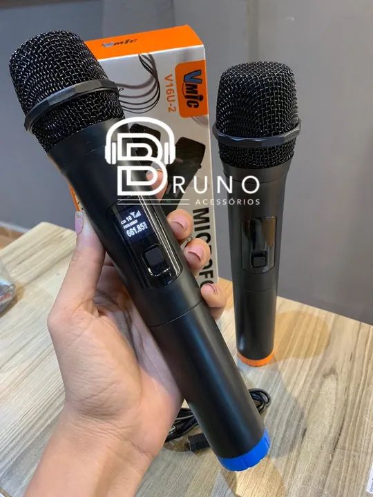 Microfone USB duplo sem fio 