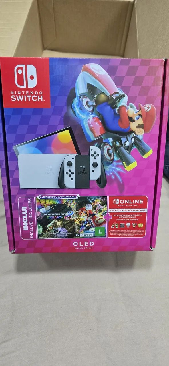 Nintendo Switch OLED com Mario Kart 8 Deluxe NOVO