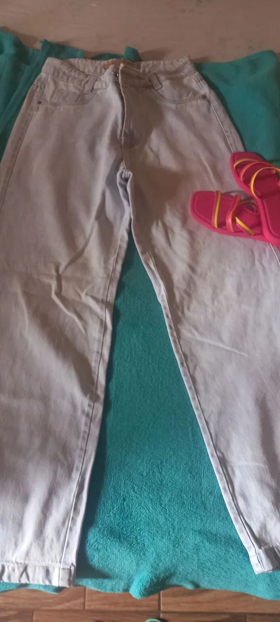 Calça jeans boca larga, jeans grosso  - Foto 2