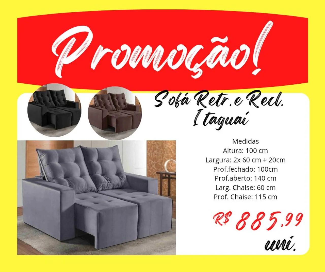 Sofá Retrátil e Reclinável Itaguaí - Promoção!