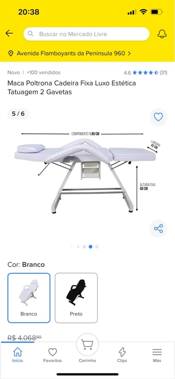 Maca Poltrona Cadeira Fixa Luxo Estética Tatuagem 2 Gavetas - Foto 3