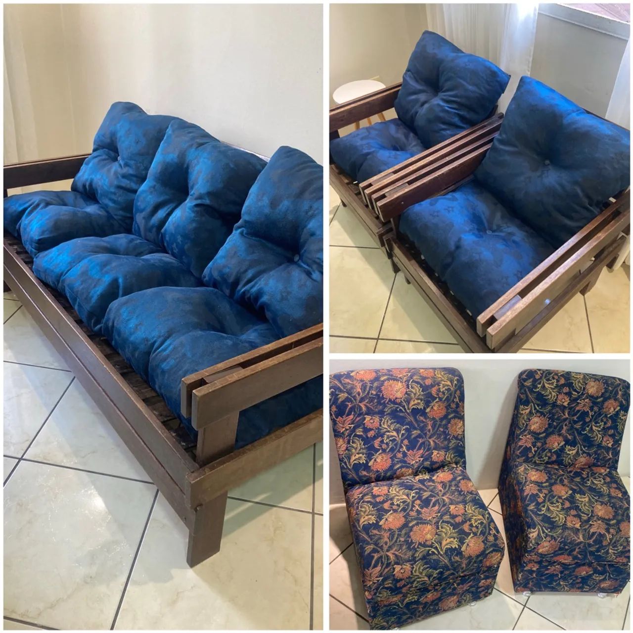 Kit de Sofá Vintage para decoração + Duas poltronas