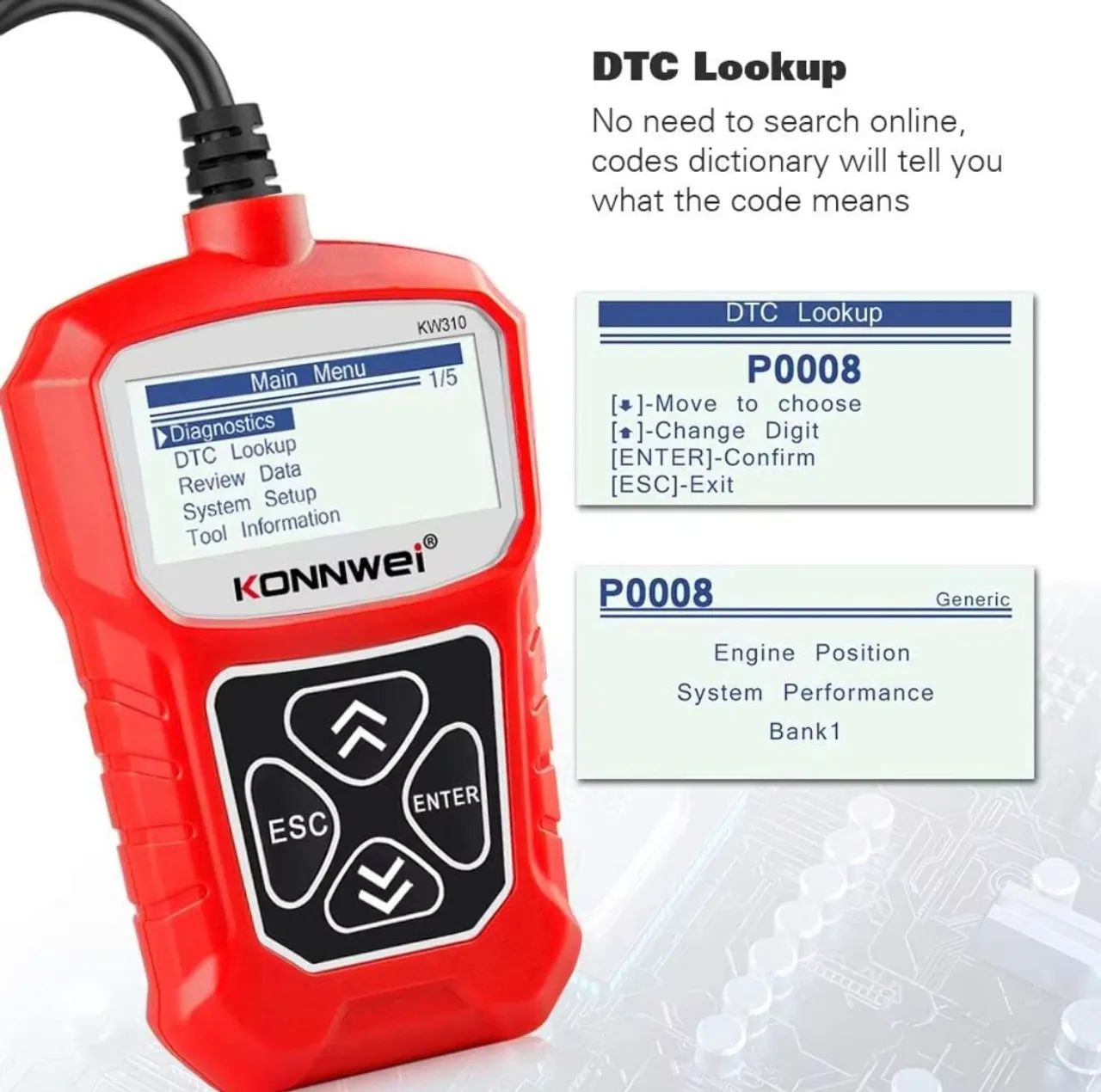 Scanner KONNWEI KW310 Leitor de Código OBD2 Ferramenta ELM 327 V1.5. - Foto 5