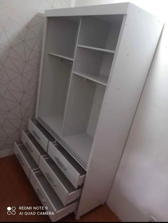 Guarda-roupa branco com gavetas solteiro - Foto 3