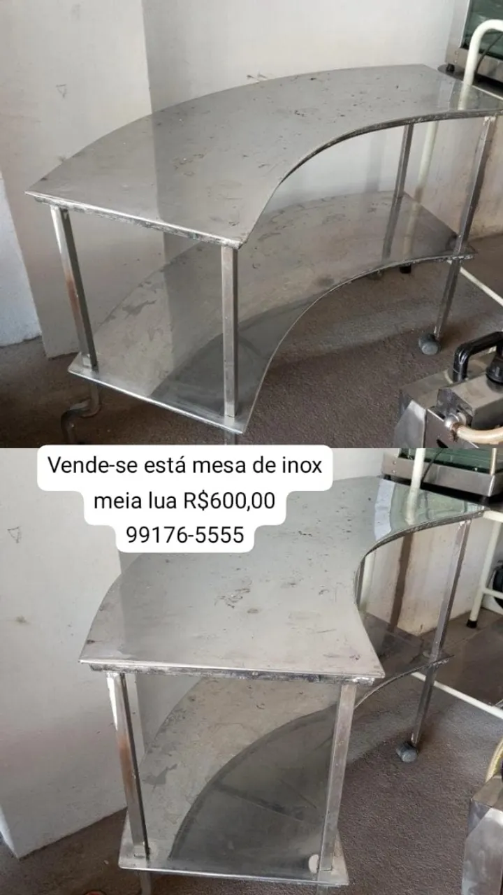 mesa de inox meia lua