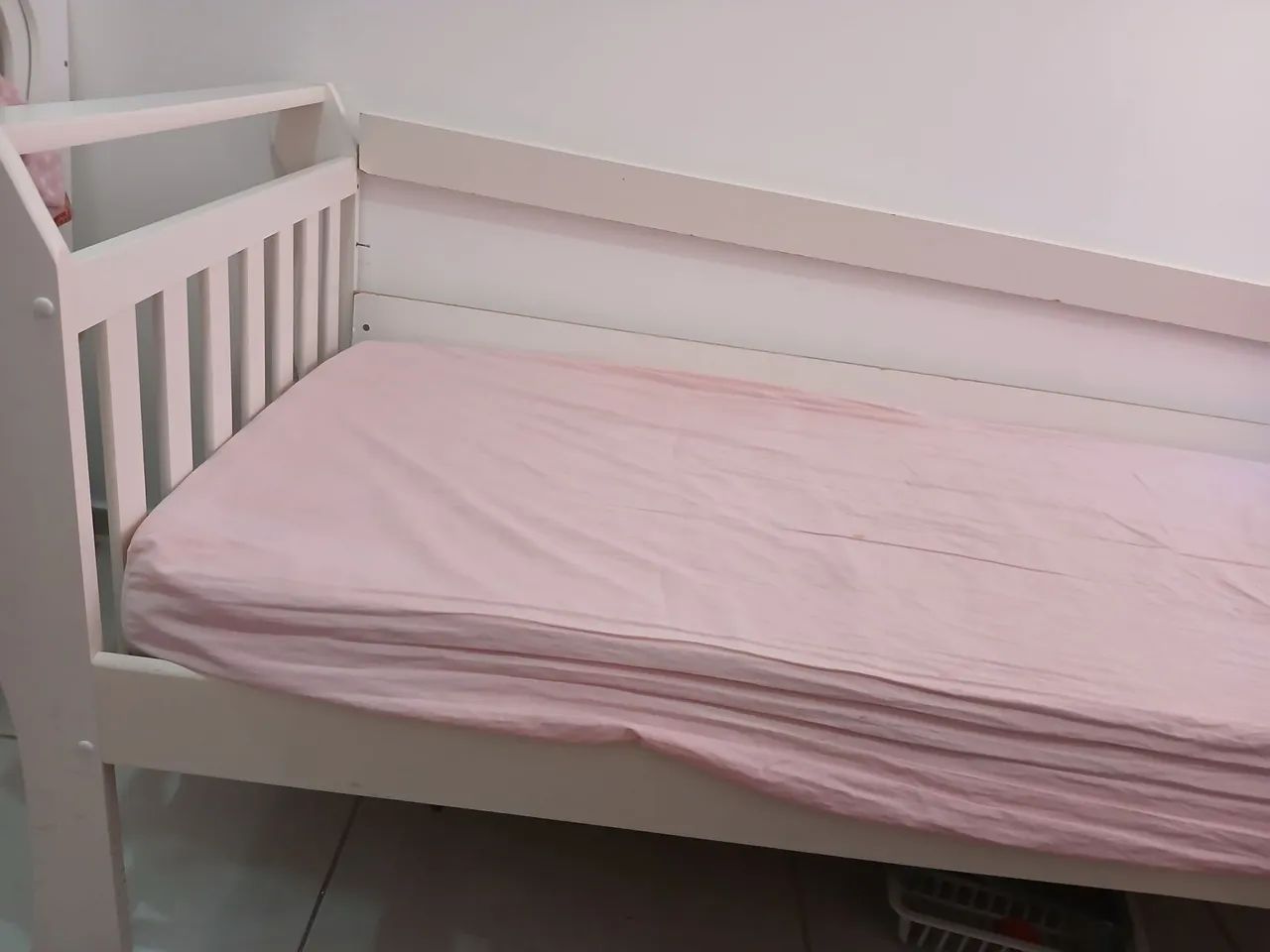 Cama babá/ infantil off white com colchão solteiro - Foto 4