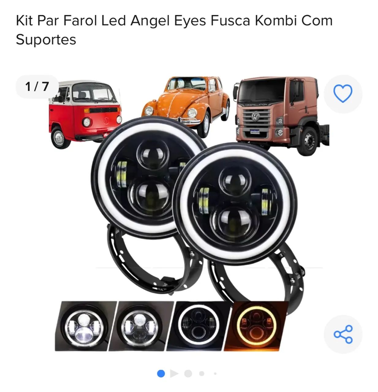 Farol Led Fusca Kombi Troller Jeep 7 Polegadas - Foto 3