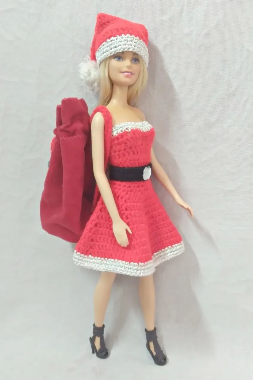 Roupa para boneca Barbie e Similares de crochê estilo Natalino - Foto 2