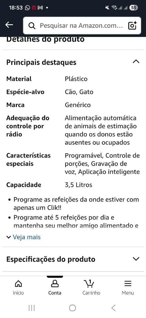 Alimentador Comedouro Automático Pet Cães Gatos Wi-fi Smart Programavel - Foto 4