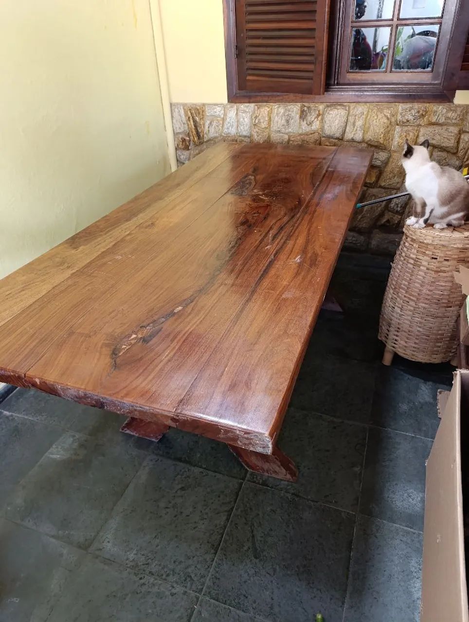 Mesa de madeira maciça rústica - Foto 2