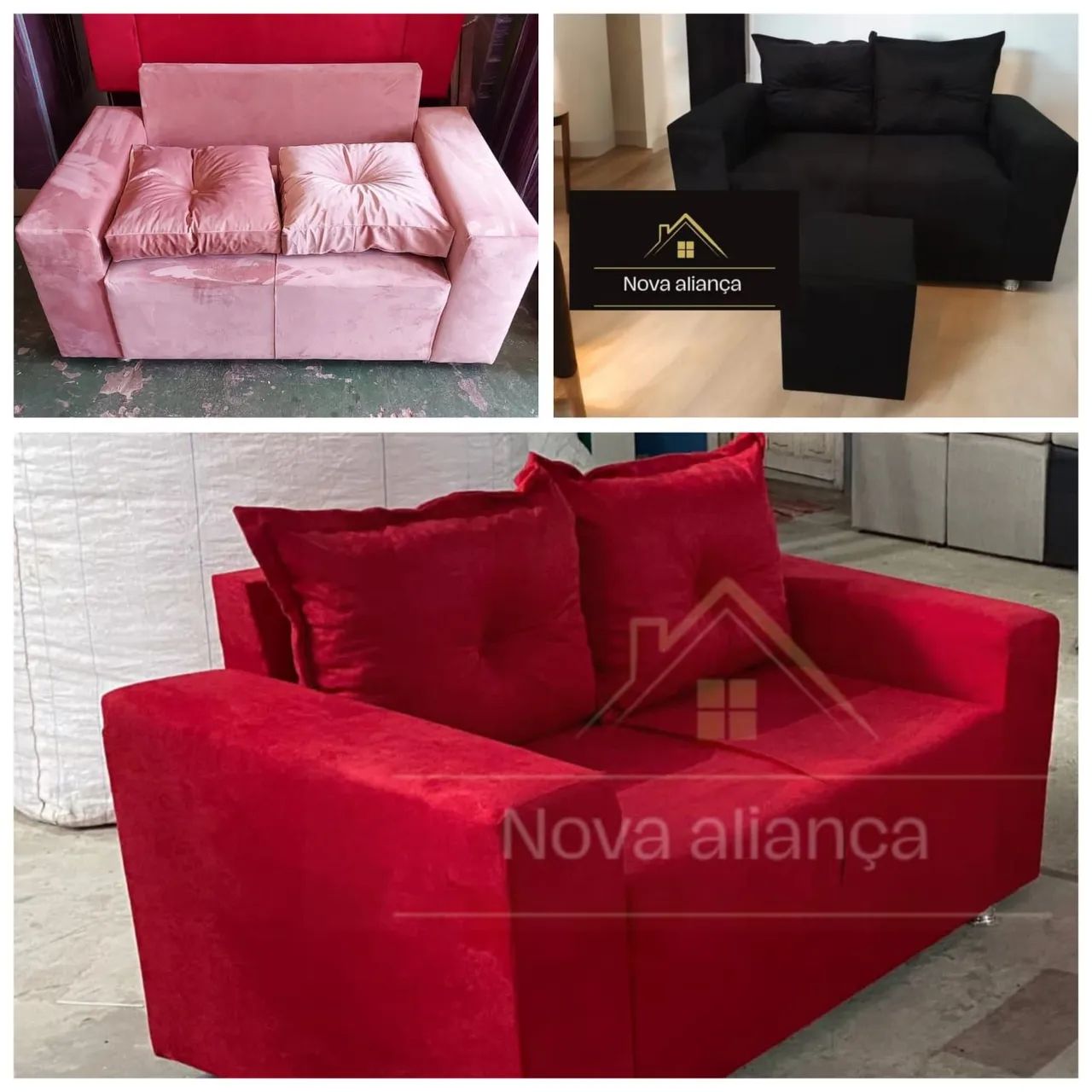 Sofás modernos e confortáveis - Diversas cores