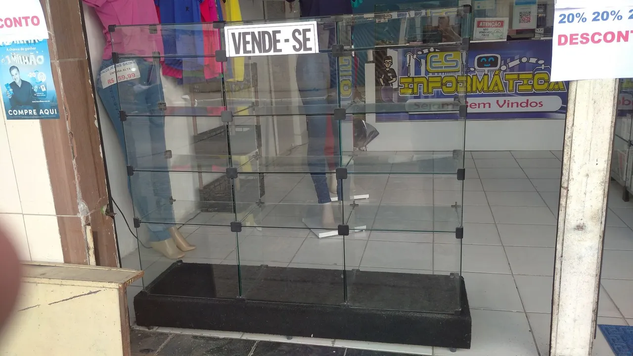 Vitrine de vidro para comércio