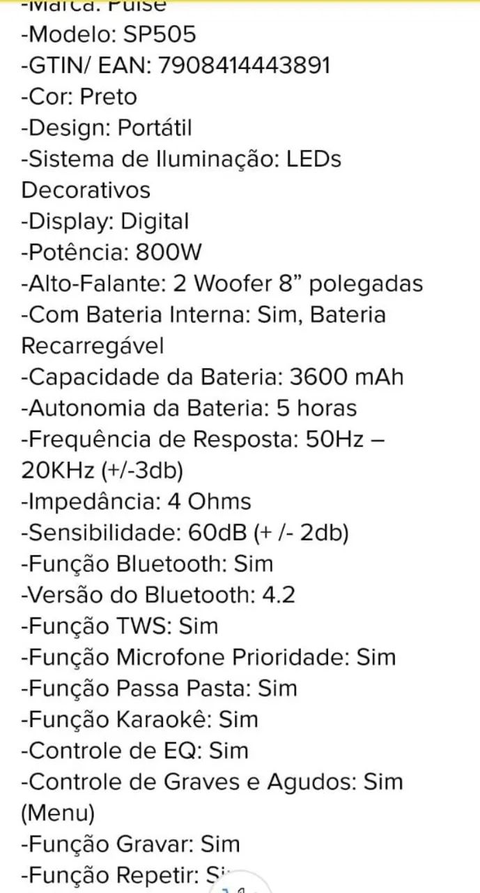 Som marca Pulse<br>Modelo: SP505 - Foto 5