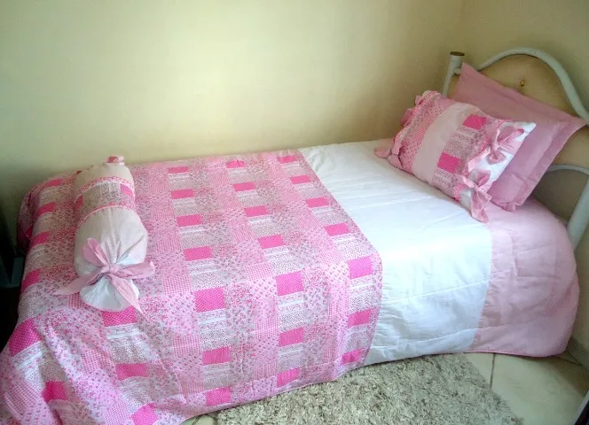 Colcha infantil solteiro com porta travesseiro e porta almofada