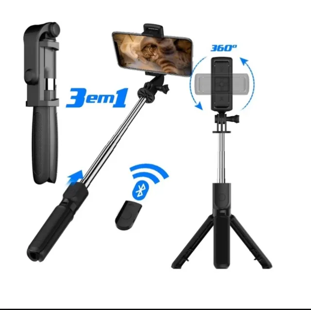 Suporte tripé ou bastão p/ Celular com controle bluetooth