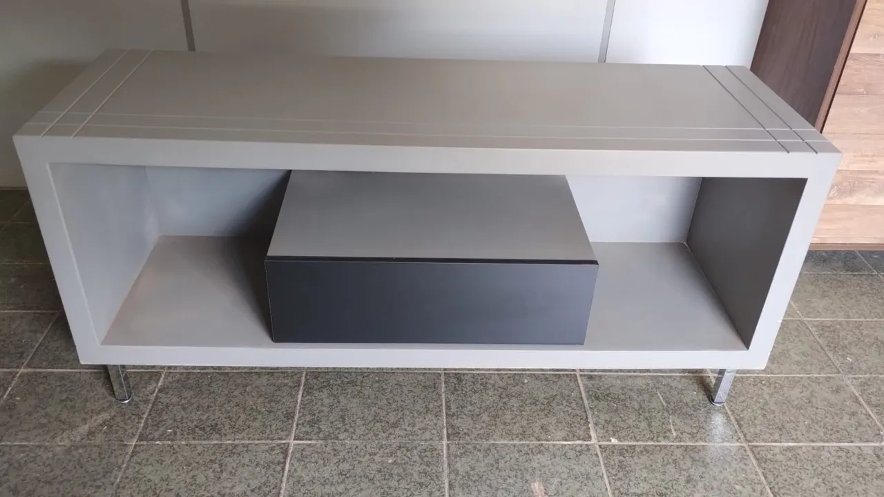 Móvel para TV Rack com Gaveta Cinza Moderno