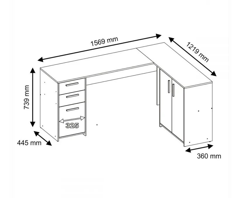 Escrivaninha de Canto Preta com Armários - entrego  - Foto 2