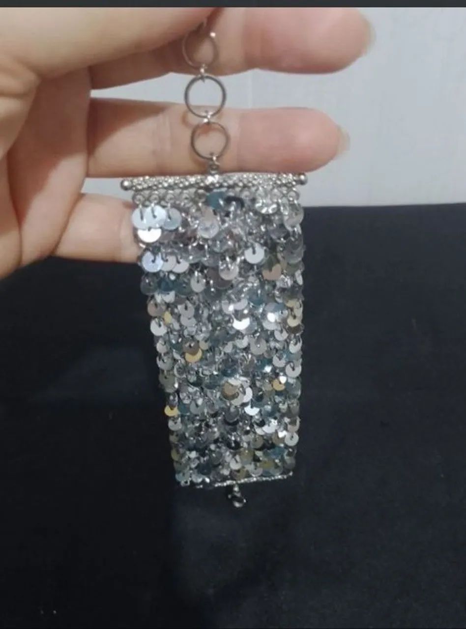 Pulseira de lantejoulas Prata  - Foto 5